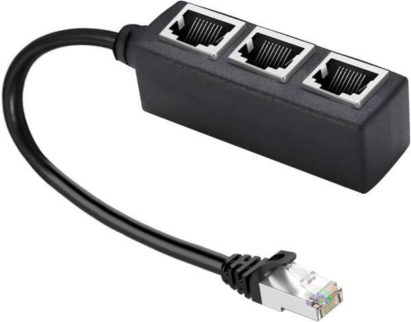 RJ45 Ethernet Splitter Cable, Y Splitter Adapter 1 to 3 RJ45 Ethernet Splitter Cable, Y Splitter Adapter 1 to 3 Port Switch Adapter Cable for CAT 5/5e/6/7