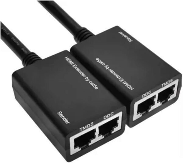 51iYNOz-17L._AC_SL1500_.jpg HDMI Extender to RJ45 Over CAT 5e/6 Network LAN Ethernet Cable Adapter Signal Repeater 98ft 1080P HDMI Male to RJ45 Adapter 30M Sender+Receiver,2 Ports