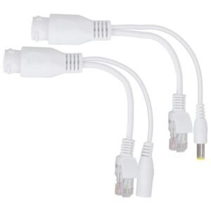 POE Splitter Cable, 2 Pairs POE Input Cable 12V Power POE Splitter Cable, 2 Pairs POE Input Cable 12V Power Adapter Cable Over Ethernet Passive Injector Kit for IP Security Camera Wireless Access Point(White)