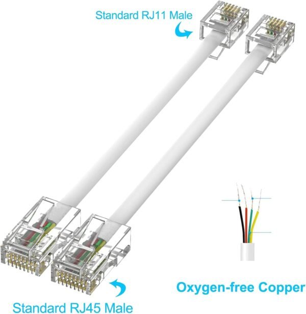 614bNPZpeFL._AC_SL1500_.jpg Phone Jack to Ethernet Cable Adapter, RJ45 8P8C Female to RJ11 6P4C Male for Landline Telephone Service (2 Pack)