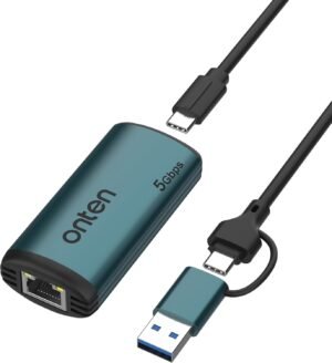 USB-C to Ethernet Adapter - 5Gbps High-Speed,USB-A to RJ45 5000Mbps Ethernet LAN Network Adapter Thunderbolt 4/3 Compatible, for iPhone 15 Pro/Max, MacBook Pro/Air 2023, iPad Pro,iMac and More（5G
