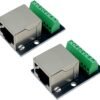 2PCS RJ45 Ethernet Single Female Connector Breakout Board,2.54mm Pitch RJ45 Screw Terminal Board Network Adapter Terminal
