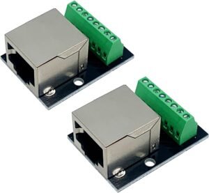 2PCS RJ45 Ethernet Single Female Connector Breakout Board,2.54mm Pitch RJ45 Screw Terminal Board Network Adapter Terminal