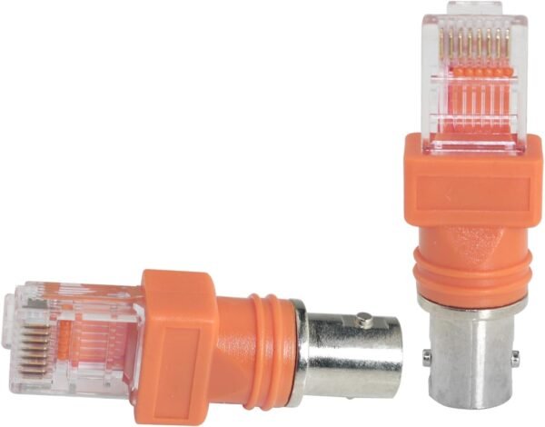 2PCS BNC to RJ45 Cable Adapter Network Crystal Head Orange Core Pure Copper Tinned Connector Coupler Adapter for Data Transmission Video Surveillance