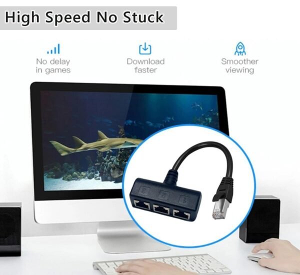 【Upgrade】 RJ45 Ethernet Splitter Cable, RJ45 1 Male to 3 Female Network Splitter Cable Suitable Super Cat5, Cat5e, Cat6, Cat7 LAN Ethernet Socket Connector Adapter, for Set-top Boxes, Routers