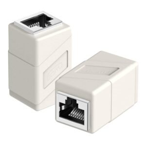 RJ45 Coupler, 2 Pack Ethernet Adapters Female to Female, 8-Pin Modular Straight Through, Network Connectors for Cat8/Cat7/Cat6/Cat6a/Cat5e/Cat5 Ethernet Cable (White)
