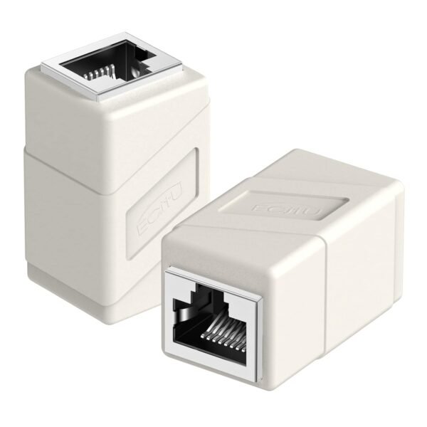 RJ45 Coupler, 2 Pack Ethernet Adapters Female to Female, 8-Pin Modular Straight Through, Network Connectors for Cat8/Cat7/Cat6/Cat6a/Cat5e/Cat5 Ethernet Cable (White)