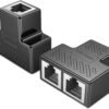 (2 Pack) RJ45 Network 1 to 2 Port Ethernet Adapter Splitter, RJ45 1 Male to 2 Female LAN Ethernet Splitter Adapter Cable Suitable Super Cat5, Cat5e, Cat6, Cat7 LAN Ethernet Socket Connector Adapter