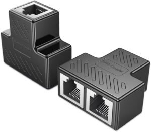 (2 Pack) RJ45 Network 1 to 2 Port Ethernet Adapter Splitter, RJ45 1 Male to 2 Female LAN Ethernet Splitter Adapter Cable Suitable Super Cat5, Cat5e, Cat6, Cat7 LAN Ethernet Socket Connector Adapter