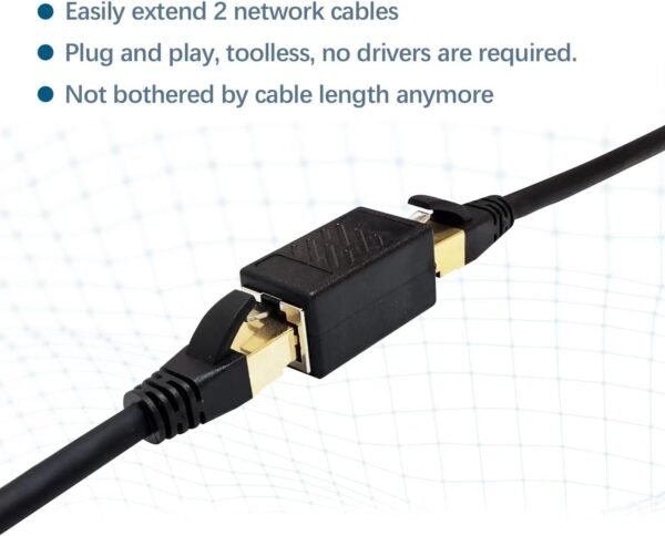3 Pack Ethernet Coupler, Premium Gold Plated Ethernet Extender, RJ45 Coupler Female to Female for Cat7/ Cat6/ Cat5/ Cat5e Network Cable