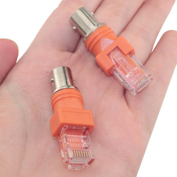 2PCS BNC to RJ45 Cable Adapter Network Crystal Head Orange Core Pure Copper Tinned Connector Coupler Adapter for Data Transmission Video Surveillance