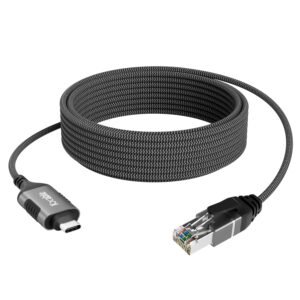 Slim USB C to Ethernet Cable 8 FT, Snagless RJ45 to USB Type-C Cord, Directly Connected, Gigabit LAN Network, OFC Wire, for MacBook Pro/Air, iPad Pro, iPhone 15 Series, Galaxy, Laptop, PC, OD: 3.6mm