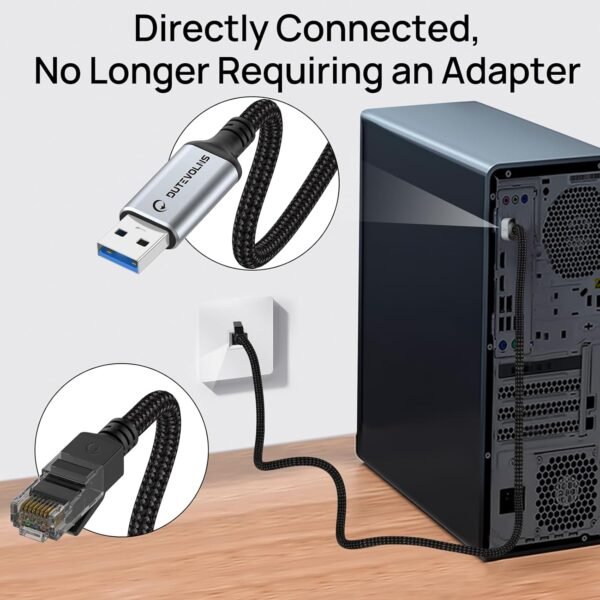 716pl85rw4L._SL1500_.jpg USB to Ethernet Cable 5 FT, USB 3.0 A to RJ45 Male Nylon Adapters, Gigabit Directly Connected, Compatible for Laptop, Desktop PC, Switch, Windows 10 and Windows 11