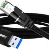 USB to Ethernet Cable 6 FT, USB 3.0 Type A USB to Ethernet Cable 6 FT, USB 3.0 Type A to RJ45 Cable, USB to Network Internet LAN Adapter, Gigabit, Directly Connected, Aluminum, Braided, Compatible with Laptop, PC, Switch and More