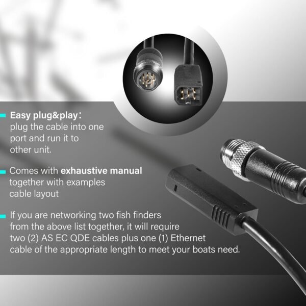 720074-12 AS EC QDE 12 Ethernet Adapter Cable, Black Replace for Humminbird Compatible with Helix 7 G2N & G3N Models, All Helix 8, Helix 9, Helix 10, Helix 12 and Helix 15 Models