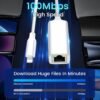 [MFi Certified] Lightning to Ethernet Adapter, 100Mbps Lightning to RJ45 Ethernet LAN Network Adapter, Compatible for i-Phone 14/13/12/11/i-Pad/i-Pod, Plug and Play (Non-POE)