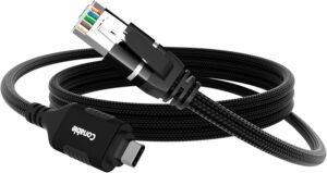 USB C to Ethernet Cable 2 FT, USB Type C to RJ45 Nylon Braided Cord, Gigabit Directly Connected, USB-C to Network Internet Adapter, Compatible with MacBook Pro, iPad Pro, Smartphone, Laptop, PC