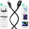 USB C to Ethernet Cable 2 FT, USB Type C to RJ45 Nylon Braided Cord, Gigabit Directly Connected, USB-C to Network Internet Adapter, Compatible with MacBook Pro, iPad Pro, Smartphone, Laptop, PC