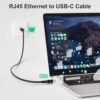 USB C to Ethernet Cable 2 FT, USB Type C to RJ45 Nylon Braided Cord, Gigabit Directly Connected, USB-C to Network Internet Adapter, Compatible with MacBook Pro, iPad Pro, Smartphone, Laptop, PC