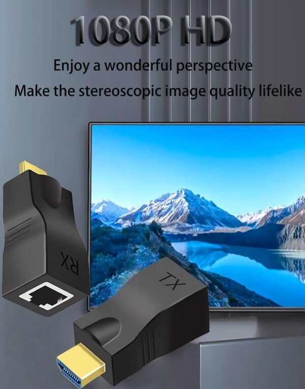 71deT-Kx2RL._SL1500_.jpg Hdmi Extender Over Ethernet Cat 5e/ 6 Cable, HDMI to RJ45 Ethernet Network Converter, Support Audio Video 1080P UP to 98FT(30m), Suitable for HDTV, PS3 4, Projector, Monitor (NOTE: Used in Pairs)