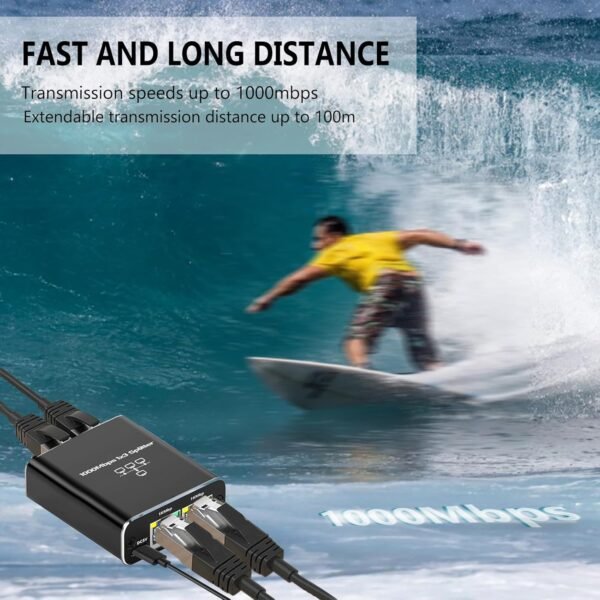 71dkQPR1wbL._AC_SL1500_.jpg Gigabit Ethernet Splitter High Speed 1 to 3, 1000Mbps LAN Splitter (3 Devices Simultaneous Networking), RJ45 Splitter Adapter with USB Power Cable, Internet Splitter for Cat5/5e/6/7/8 Cable