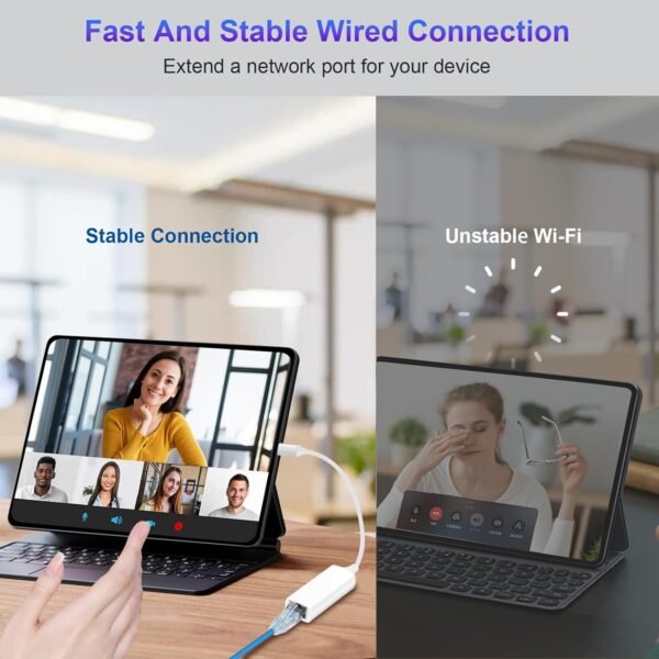 [MFi Certified] Lightning to Ethernet Adapter, 100Mbps Lightning to RJ45 Ethernet LAN Network Adapter, Compatible for i-Phone 14/13/12/11/i-Pad/i-Pod, Plug and Play (Non-POE)