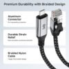 Cable Matters Plug & Play Braided USB C to Ethernet Cable - 6ft, Gigabit Ethernet to USB C Cable, Thunderbolt 4/5 Compatible, Ideal for MacBook, iPad Pro, XPS, Surface Pro