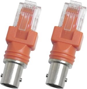 2PCS BNC to RJ45 Cable Adapter Network Crystal Head Orange Core Pure Copper Tinned Connector Coupler Adapter for Data Transmission Video Surveillance