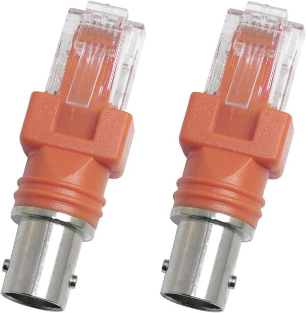 2PCS BNC to RJ45 Cable Adapter Network Crystal Head Orange Core Pure Copper Tinned Connector Coupler Adapter for Data Transmission Video Surveillance