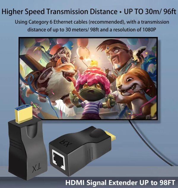 71lS5msSU3L._SL1500_.jpg Hdmi Extender Over Ethernet Cat 5e/ 6 Cable, HDMI to RJ45 Ethernet Network Converter, Support Audio Video 1080P UP to 98FT(30m), Suitable for HDTV, PS3 4, Projector, Monitor (NOTE: Used in Pairs)