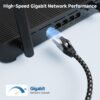 Cable Matters Plug & Play Braided USB C to Ethernet Cable - 6ft, Gigabit Ethernet to USB C Cable, Thunderbolt 4/5 Compatible, Ideal for MacBook, iPad Pro, XPS, Surface Pro