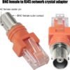 2PCS BNC to RJ45 Cable Adapter Network Crystal Head Orange Core Pure Copper Tinned Connector Coupler Adapter for Data Transmission Video Surveillance