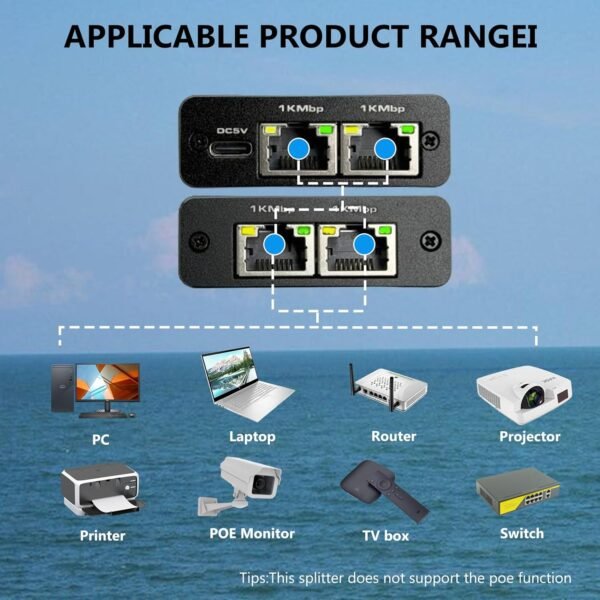 71uPVnP4yPL._AC_SL1500_.jpg Gigabit Ethernet Splitter High Speed 1 to 3, 1000Mbps LAN Splitter (3 Devices Simultaneous Networking), RJ45 Splitter Adapter with USB Power Cable, Internet Splitter for Cat5/5e/6/7/8 Cable