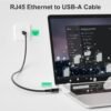 71ugVnD3wIL._AC_SL1500_.jpg USB to Ethernet Cable 6 FT, USB 3.0 Type A to RJ45 Cable, USB to Network Internet LAN Adapter, Gigabit, Directly Connected, Aluminum, Braided, Compatible with Laptop, PC, Switch and More