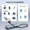 BENFEI USB-C USB 3.0 to Gigabit Ethernet Adapter, 3-Port USB 3.0 Hub with RJ45 Compatible with MacBook Pro/Air 2023, iPad Pro, iMac, S23, XPS 17, Surface Book 3 and More