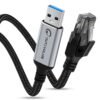 USB to Ethernet Cable 5 FT, USB 3.0 A to USB to Ethernet Cable 5 FT, USB 3.0 A to RJ45 Male Nylon Adapters, Gigabit Directly Connected, Compatible for Laptop, Desktop PC, Switch, Windows 10 and Windows 11