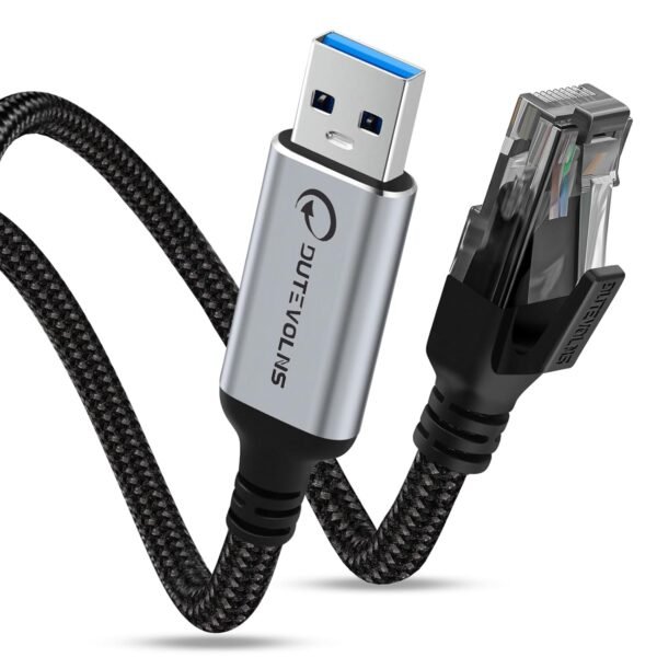 USB to Ethernet Cable 5 FT, USB 3.0 A to USB to Ethernet Cable 5 FT, USB 3.0 A to RJ45 Male Nylon Adapters, Gigabit Directly Connected, Compatible for Laptop, Desktop PC, Switch, Windows 10 and Windows 11